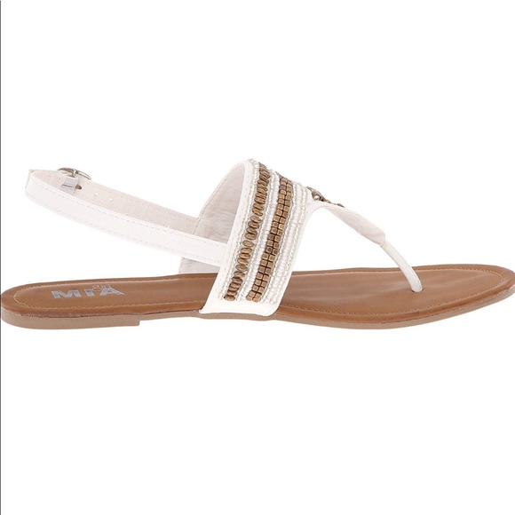 Mia Celestina White & Gold Thong Flat Sandal - Picture 3 of 3